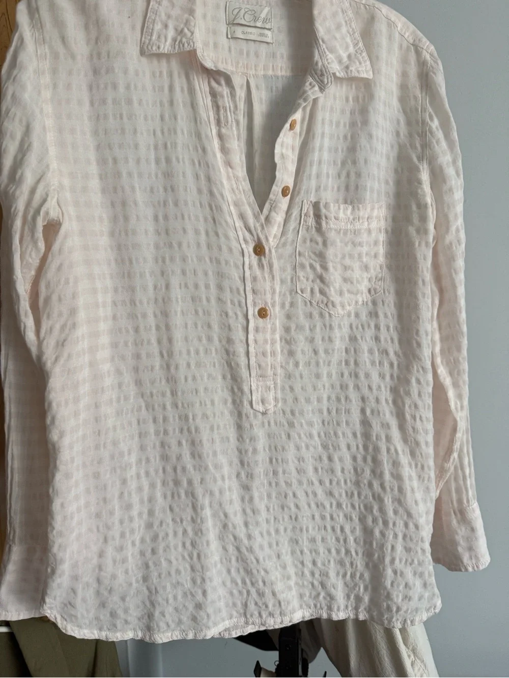 J. Crew Light Pink Textured Button Shirt S